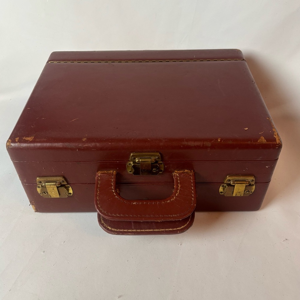Vintage Sophisti Case Brown Leather Men’s Travel Train Case Toiletries Overnight